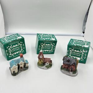 The Cornwall Cottage Collection Hand Painted Porcelain Cottages lot of 3.